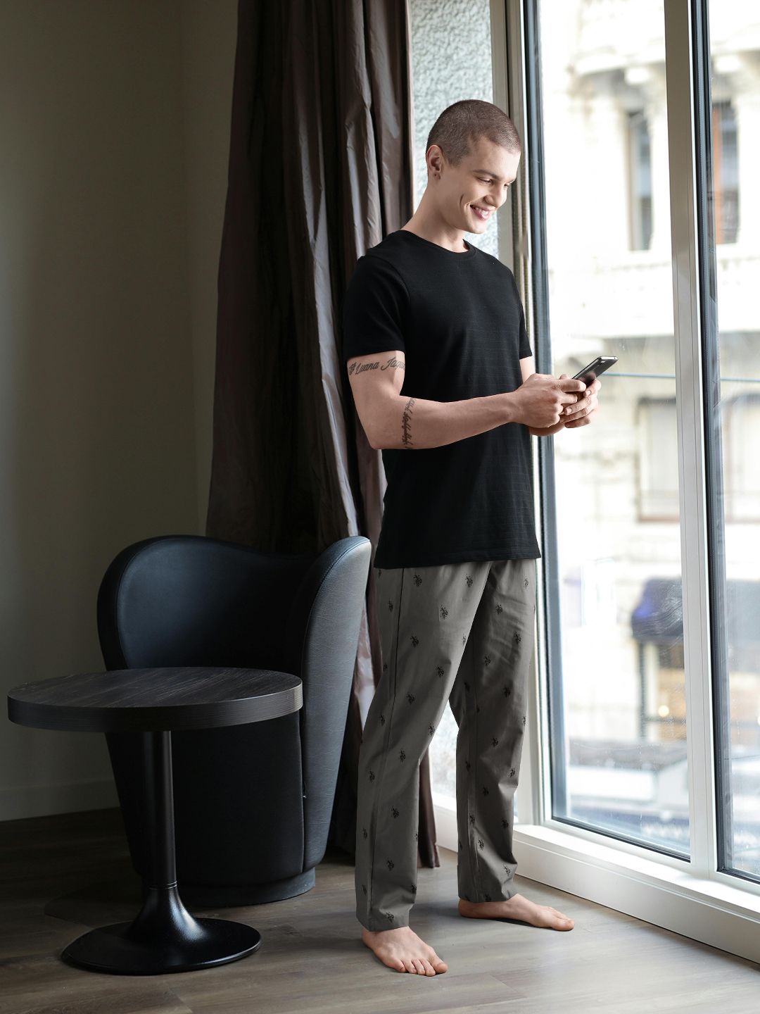 U.S. Polo Assn. Men Grey Printed Lounge Pants Y9I506-010-Rr