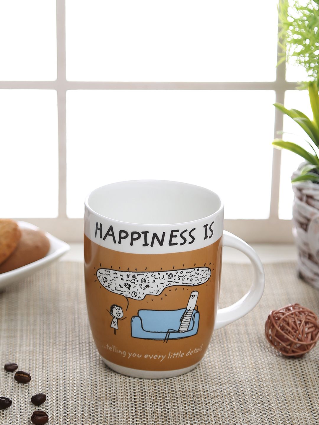 CLAY CRAFT Set of 2 Brown Printed Coffee Mugs-image-35