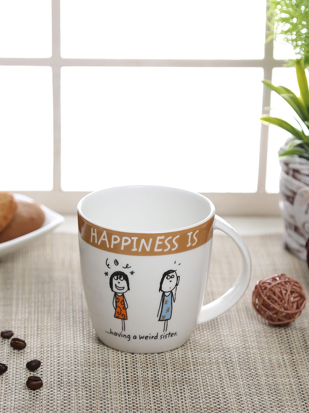 CLAY CRAFT Off-White & Brown Printed Ceramic Set-image-35