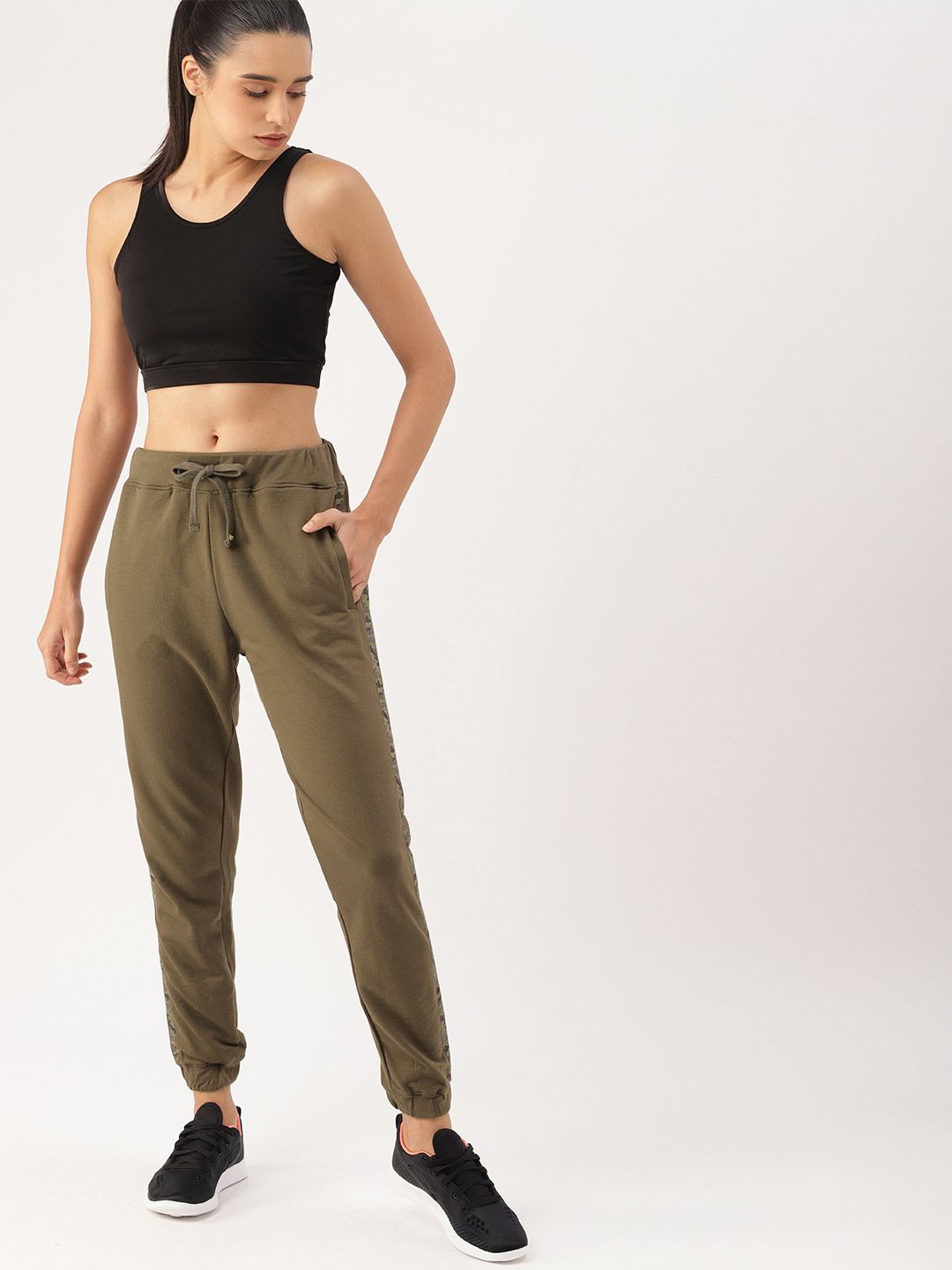 DressBerry Women Olive Green Solid Joggers