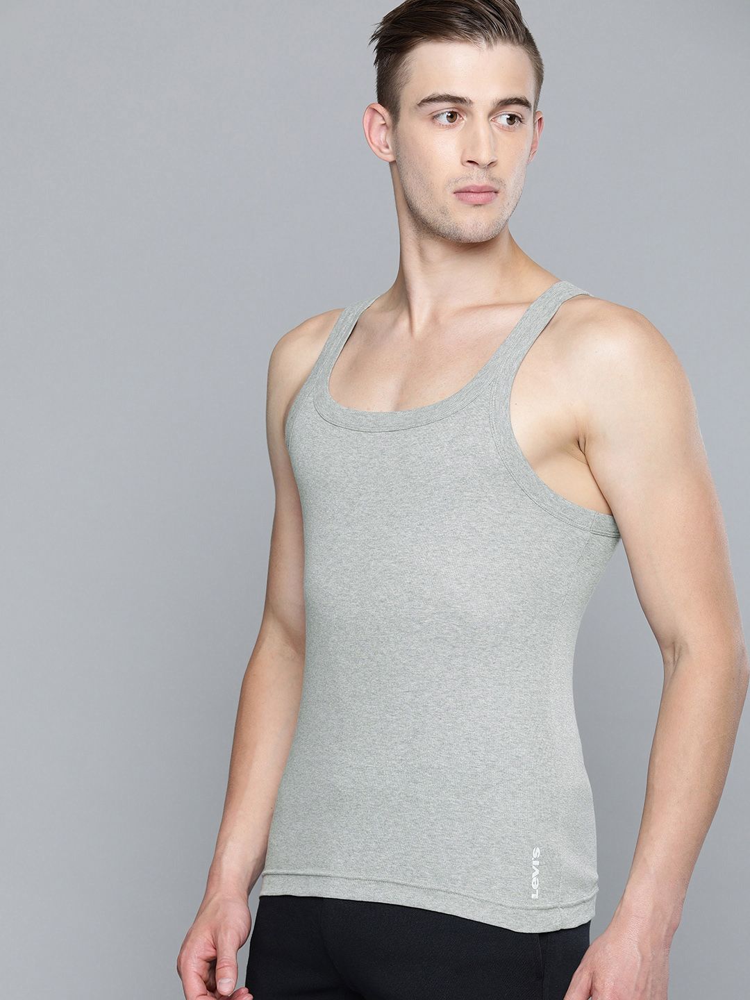 Levis Men Grey Melange Solid Innerwear Vests VT-100CA-1PK-STYLE-015-73-picture-32