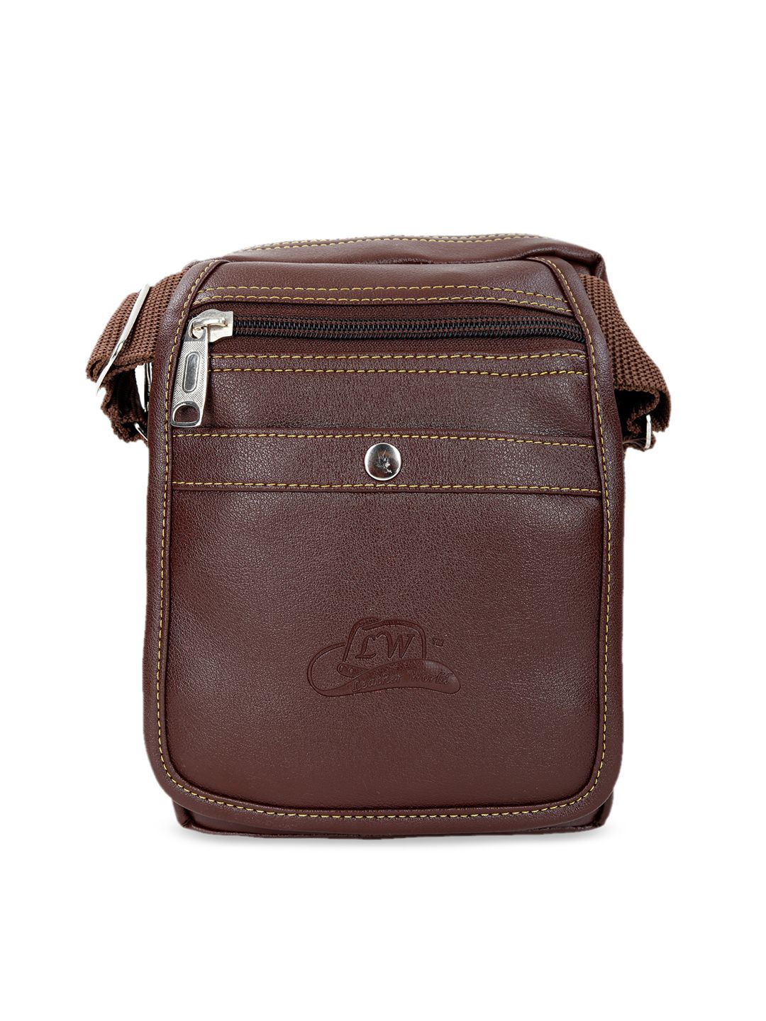 Leather World Brown Solid Sling Bag-picture-20