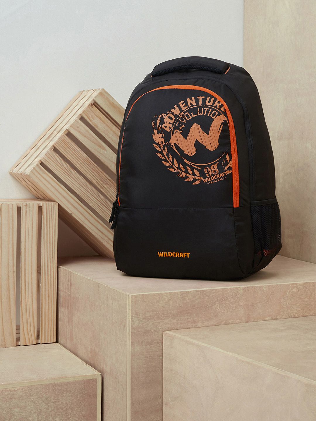 Wildcraft Unisex Black & Orange Brand Logo Print Backpack-picture-32