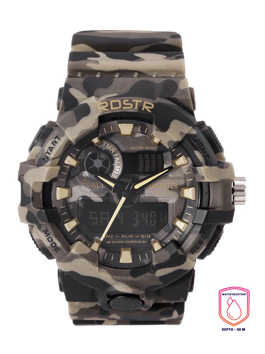 The Roadster Lifestyle Co Men Olive Green  Grey Camouflage Print Analogue and Digital Watch MFB-PN-SM-8001-picture-24
