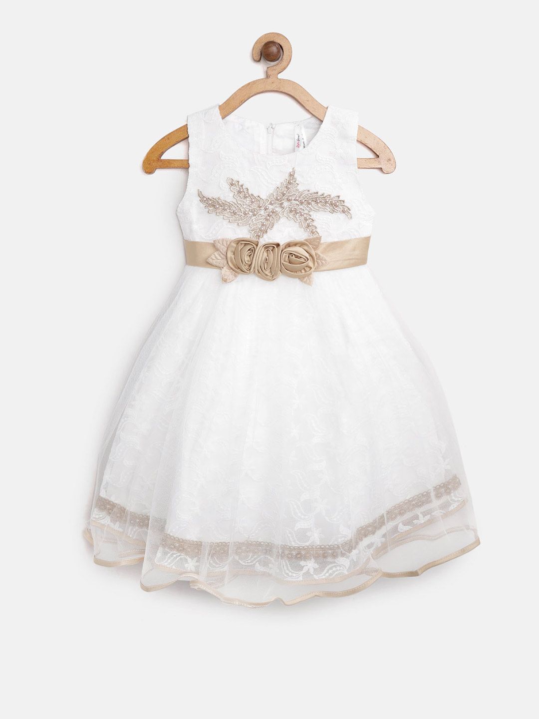 StyleStone Girls White Embroidered Fit and Flare Dress-picture-33