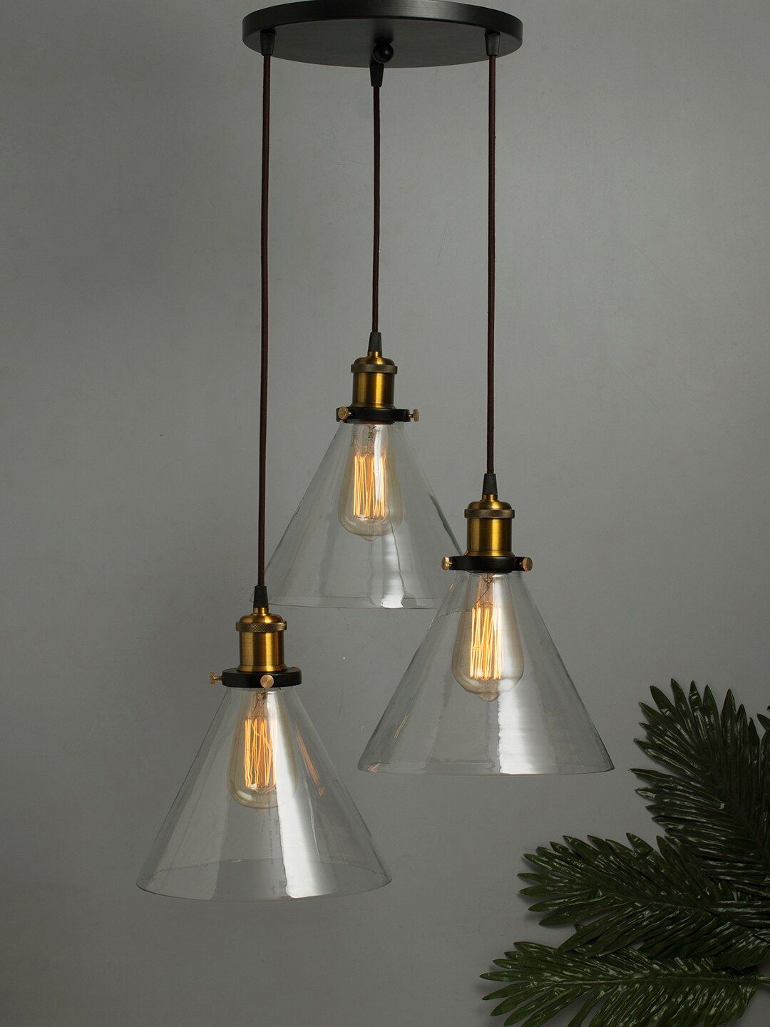 Homesake Transparent Solid Handcrafted 3-Lights Cluster Glass Cluster Lights-picture-11