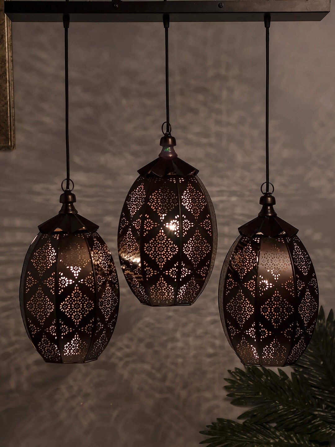 Homesake Black & Brown Self Design Handcrafted Cluster Lights-image-36