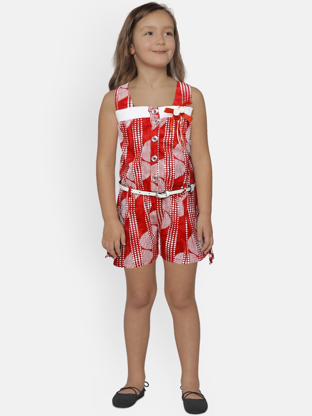 Peppermint Girls Red & White Printed Basic Jumpsuit-picture-32