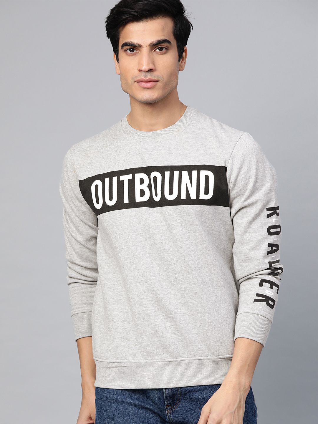 The Roadster Lifestyle Co Men Grey Melange Printed Sweatshirt-picture-27