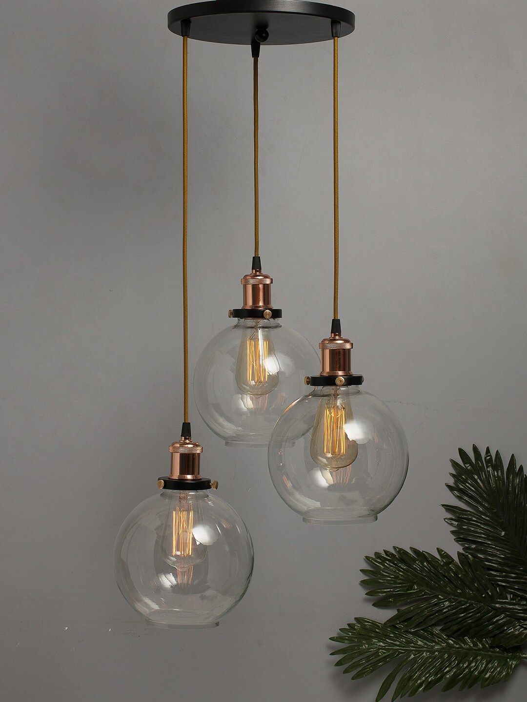 Homesake Transparent Solid Handcrafted 3-Lights Cluster Glass Cluster Lights-picture-14