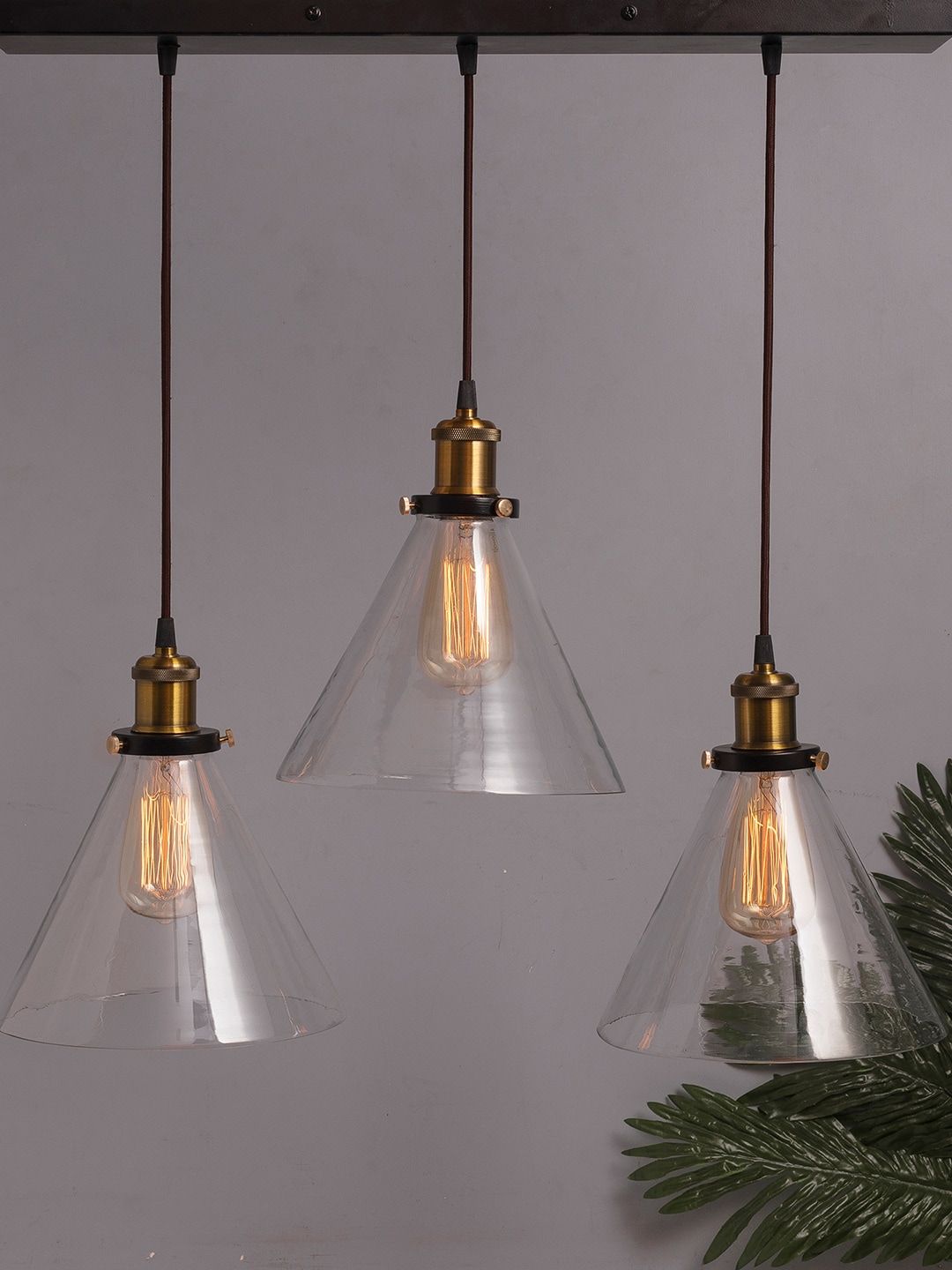 Homesake Transparent Solid Handcrafted 3-Lights Cluster Glass Cluster Light-image-9
