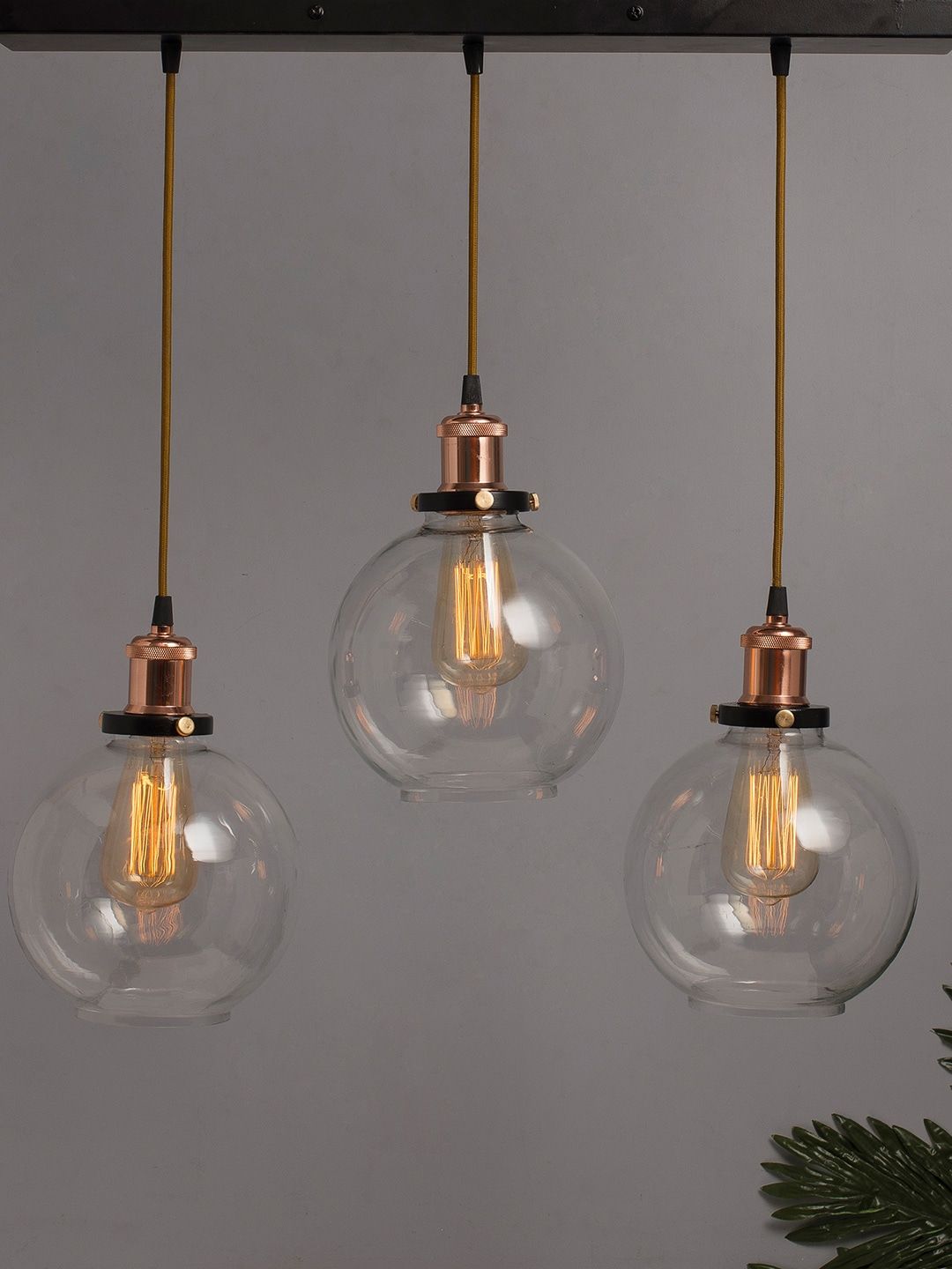 Homesake Transparent Solid Handcrafted 3-Lights Cluster Glass Cluster Lights-picture-13