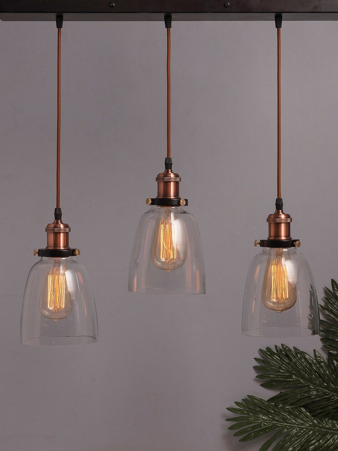Homesake Transparent Solid Handcrafted 3-Lights Cluster Glass Cluster Lights-picture-12