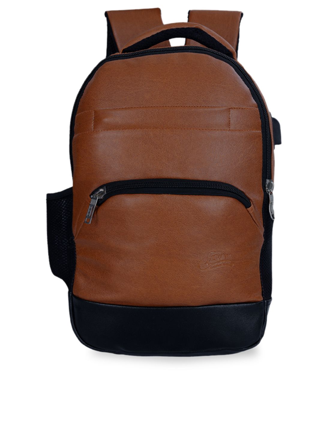 Leather World Unisex Brown & Black Solid Backpack-picture-19