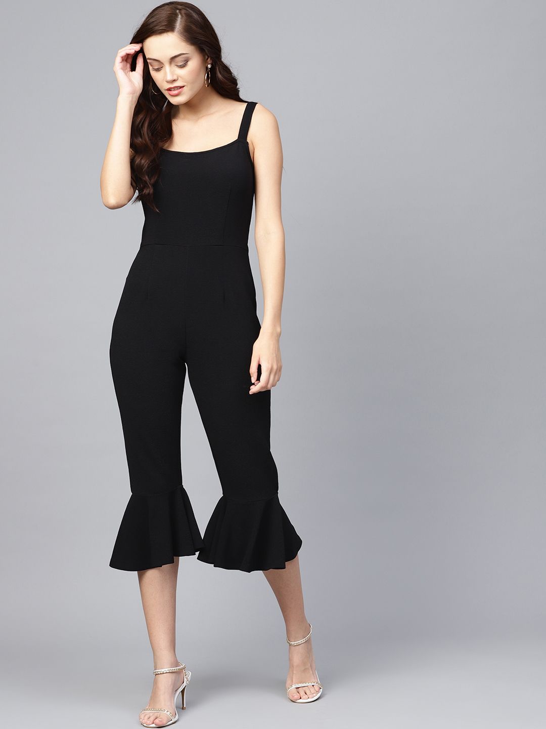 femmella Femella Women Black Solid Capri Jumpsuit-picture-50