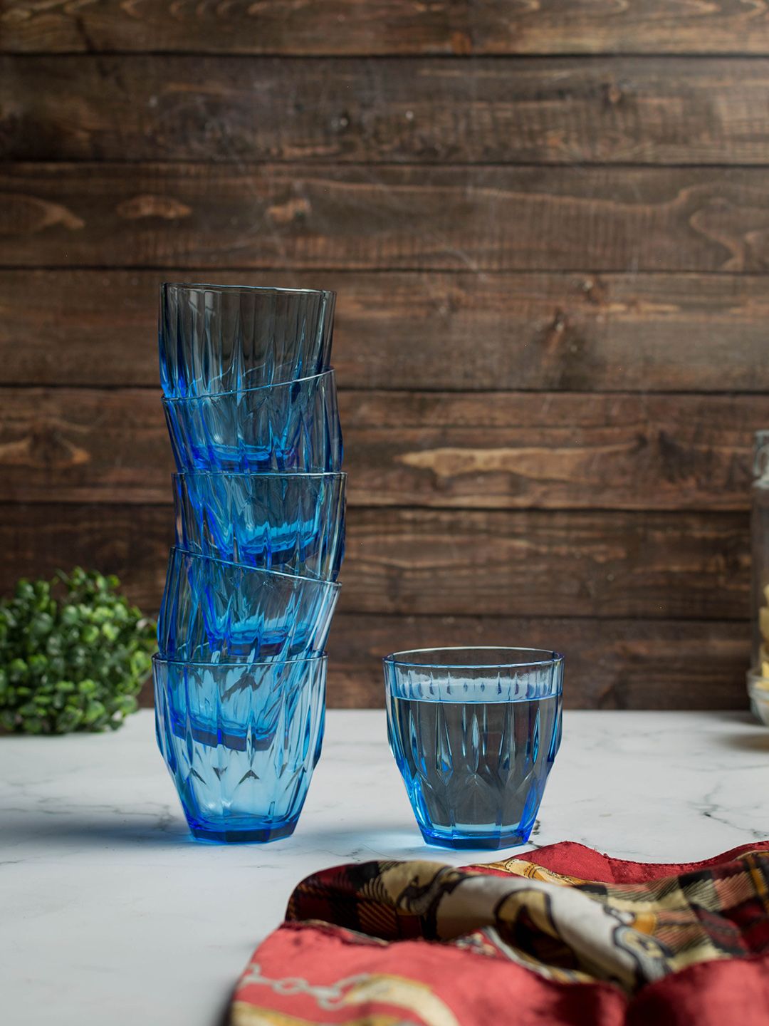 Pasabahce Set of 6 Diamond Blue Water Transparent Tumblers 275ML-image-49