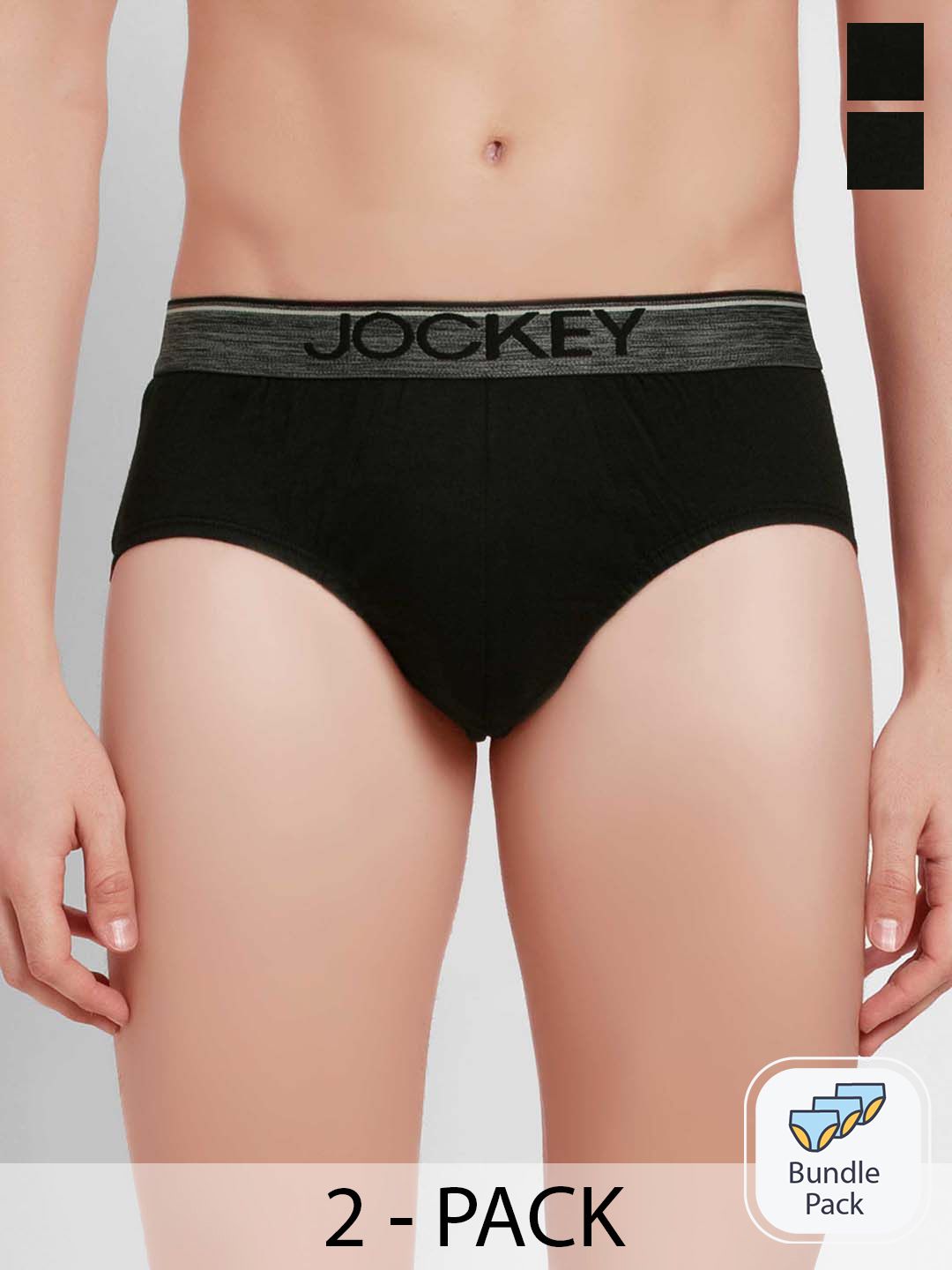 Jockey Men Pack of 2 Black Solid Basic Briefs 8037-0205-image-35