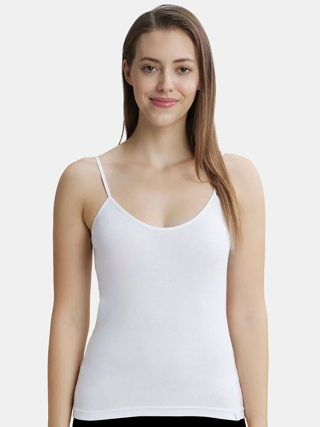 Jockey Super Combed Cotton Rib Camisole with Adjustable Straps and StayFresh Treatment -1487
