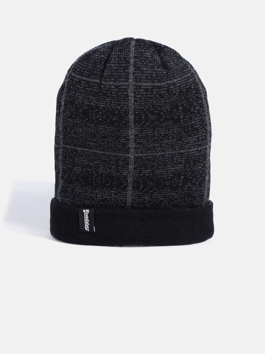 The Roadster Lifestyle Co Unisex Black & Grey Checked Beanie-picture-41