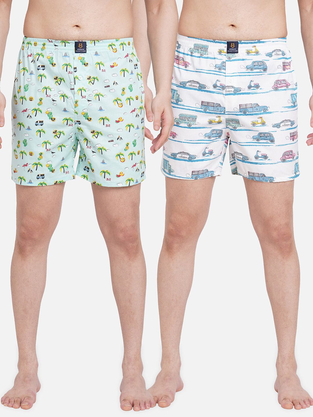 URBAN SCOTTISH Men Pack of 2 Multicoloured Printed  Pure Cotton Boxers USBX1806-picture-32