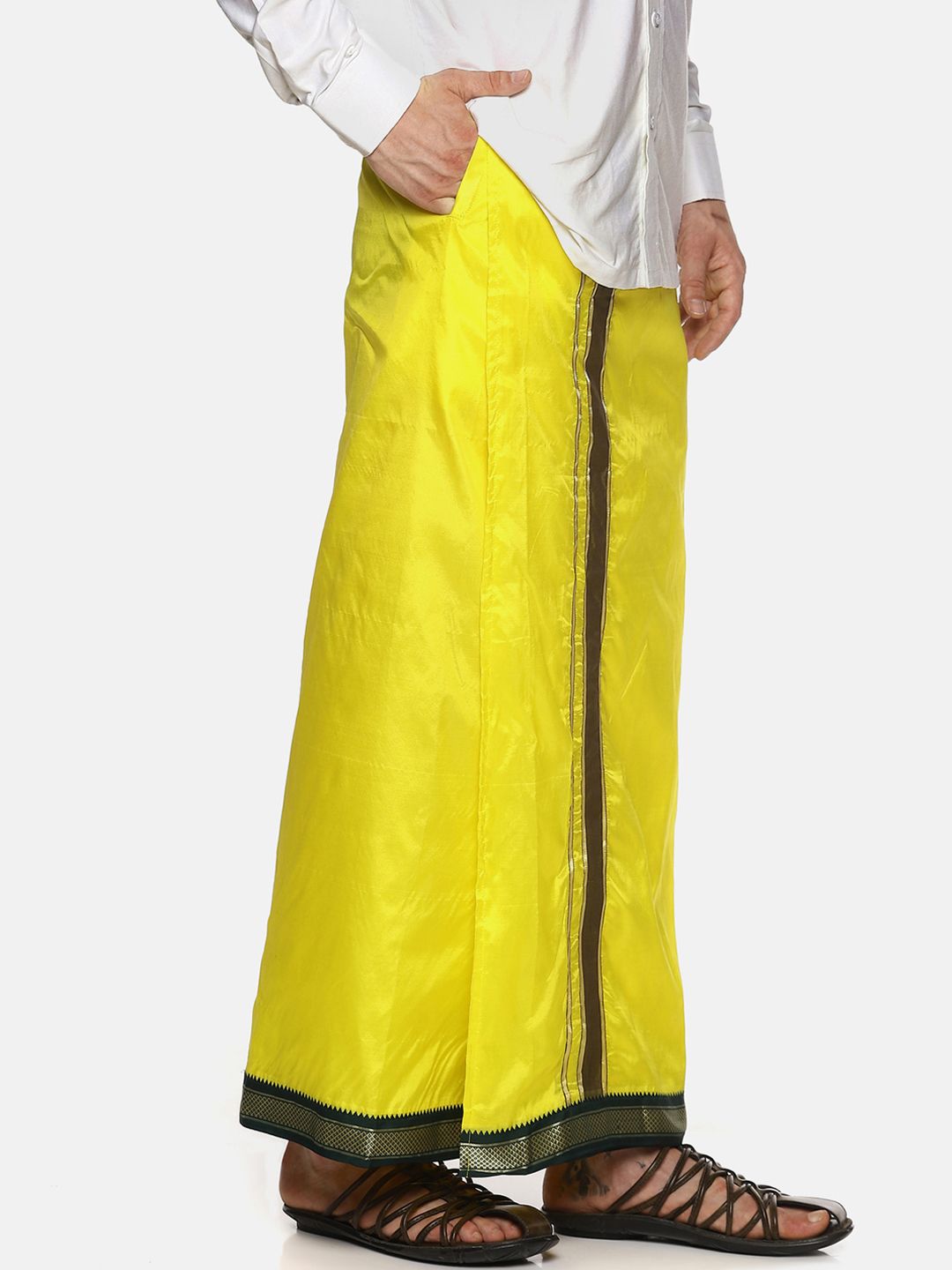 Sethukrishna Men Yellow Solid Readymade Dhoti-picture-23