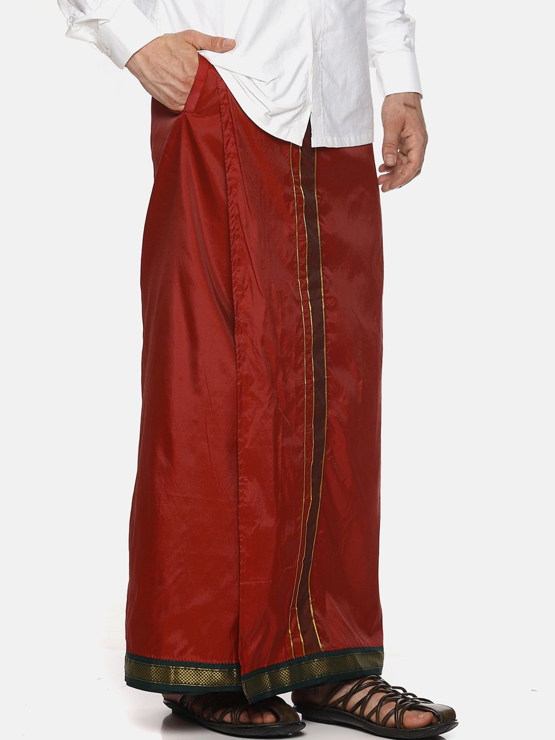 Sethukrishna Men Maroon Solid Readymade Dhoti-picture-21