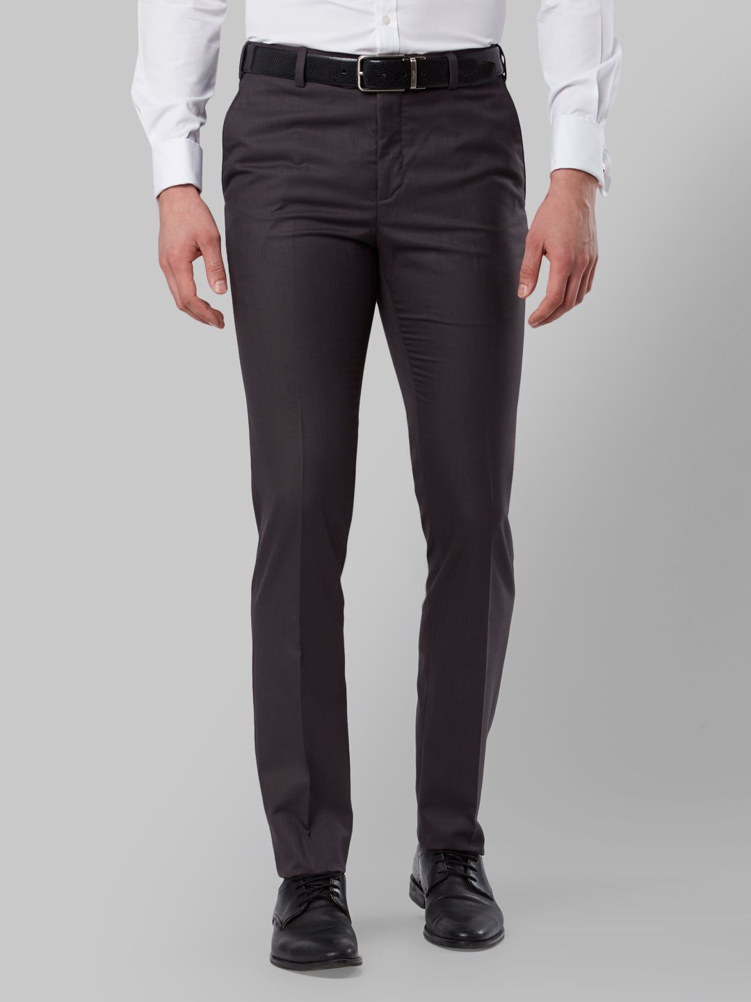 Raymond Men Charcoal Grey Slim Fit Solid Formal Trousers-picture-10