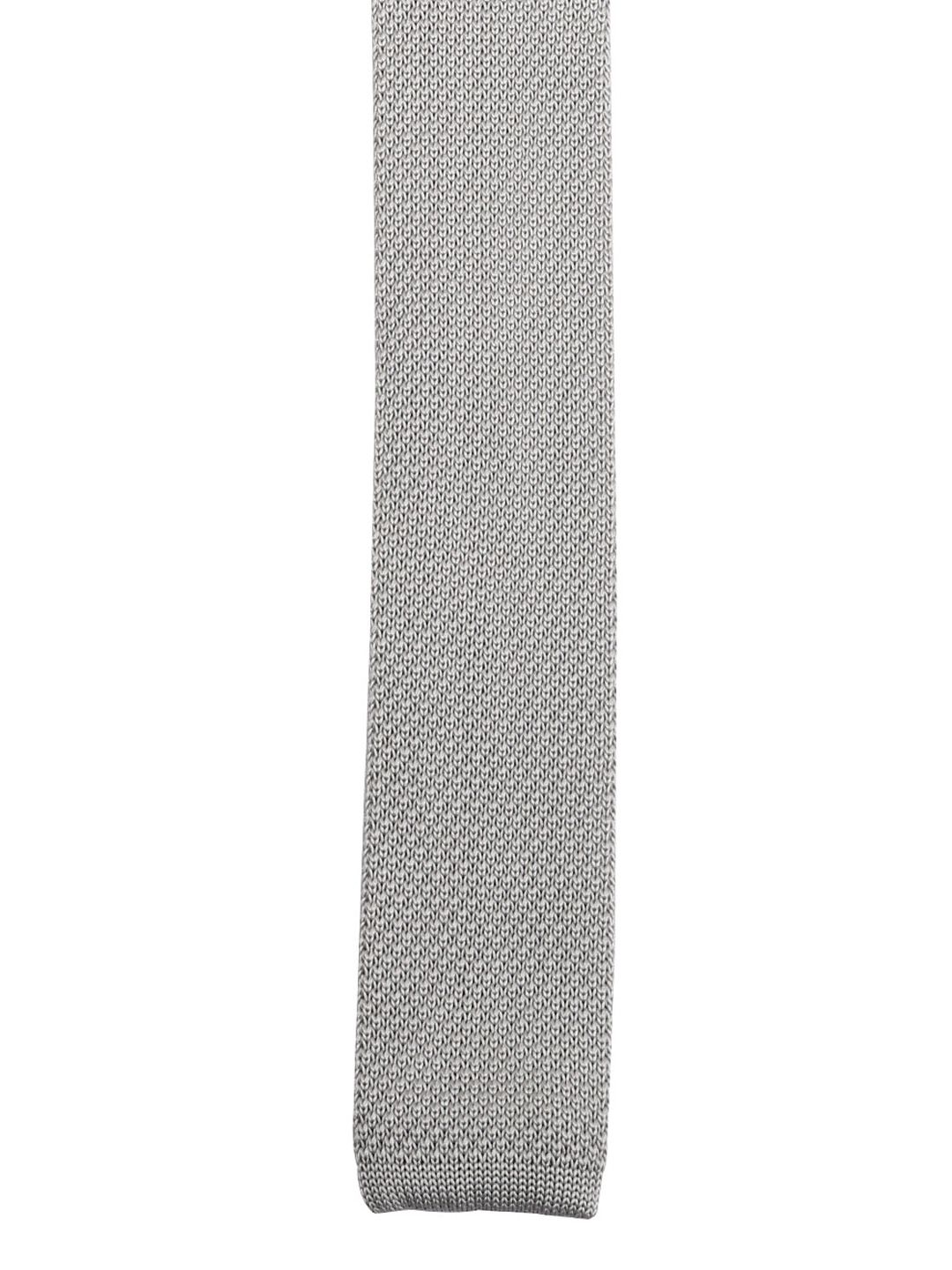 Tossido Grey Knitted Design Broad Tie-picture-48