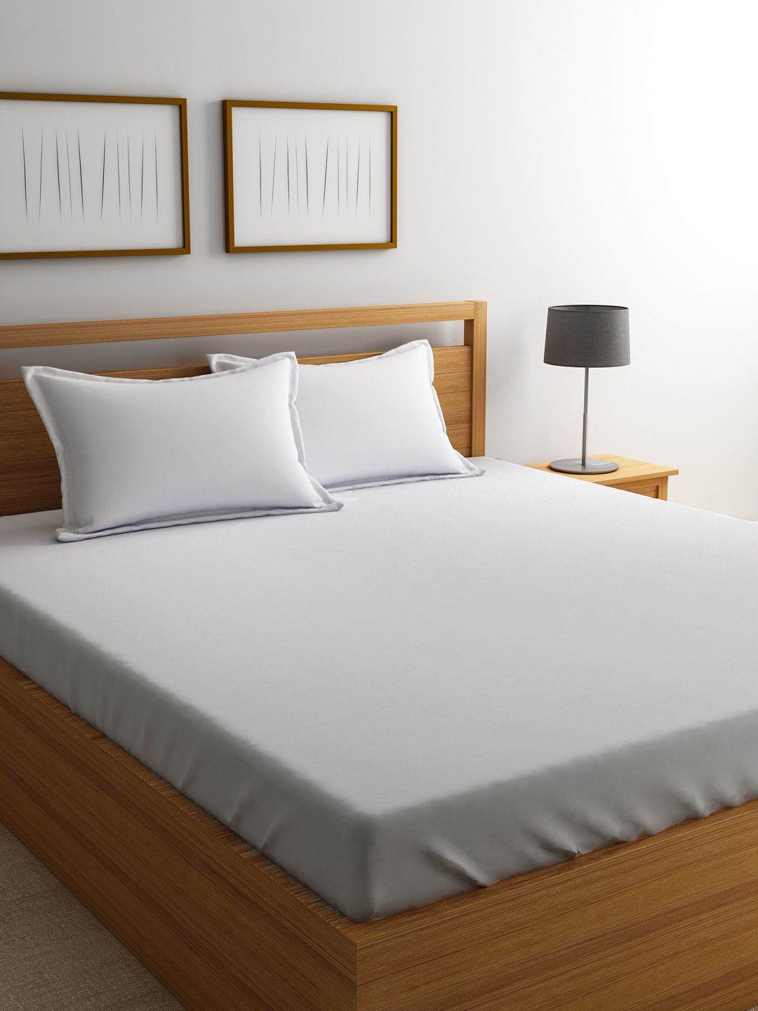 Maspar White Solid Flat 300 Tc Egyptian Cotton King Bedsheet Dreamscape