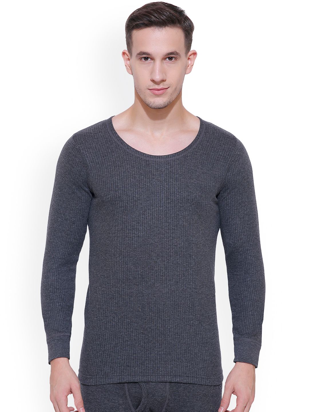 BODYCARE INSIDER Men Charcoal Grey Solid Thermal Tops B101C_95-image-12