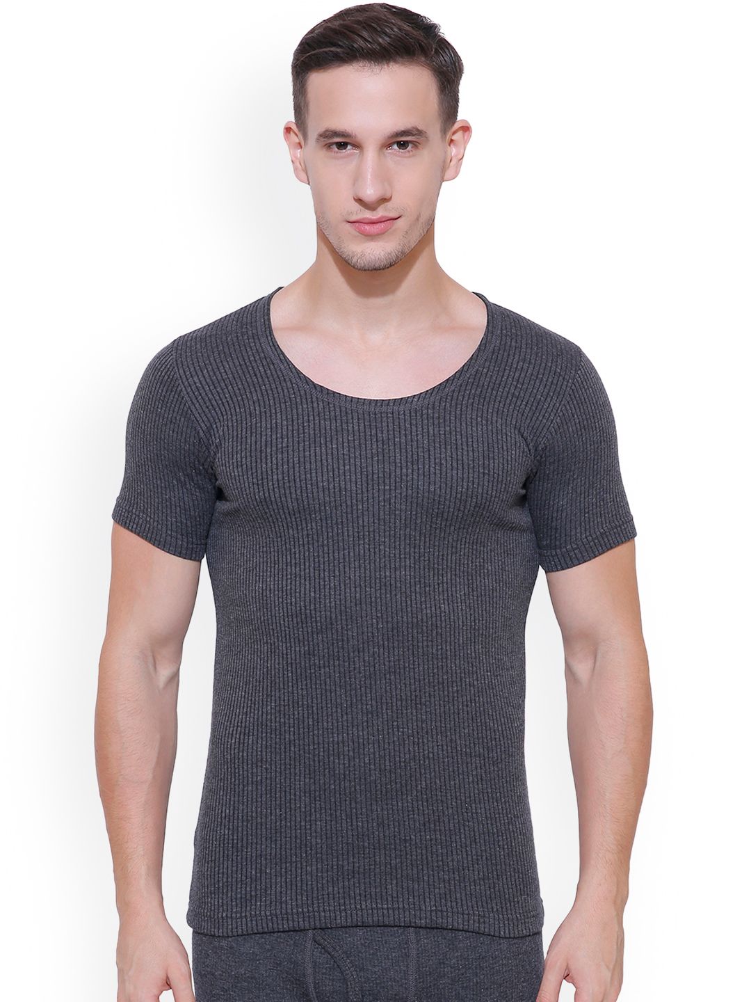 BODYCARE INSIDER Men Grey Melange Solid Thermal Top-picture-22
