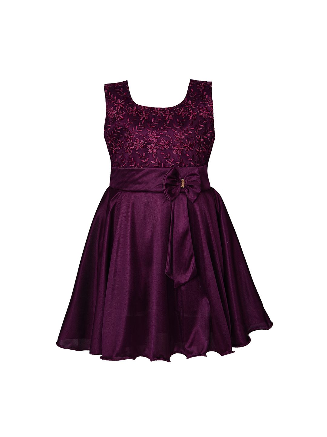 Wish Karo Girls Maroon Fit and Flare Dress-picture-44