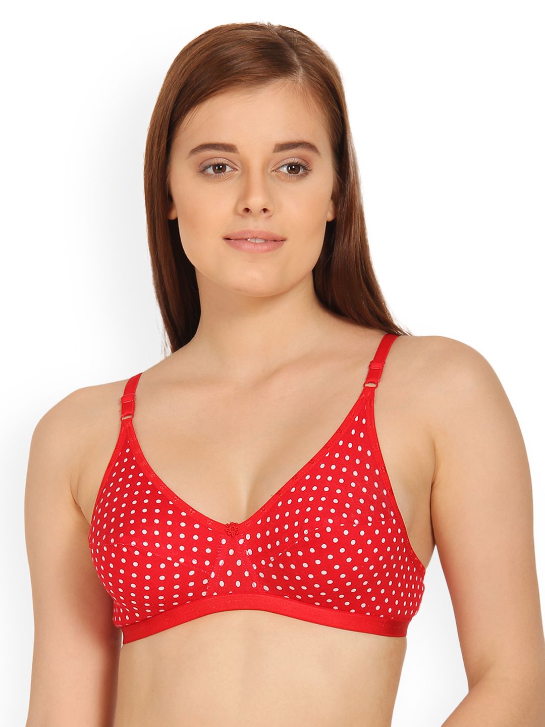 Womens Non Padded Non Wired Full Cup Bra In Red