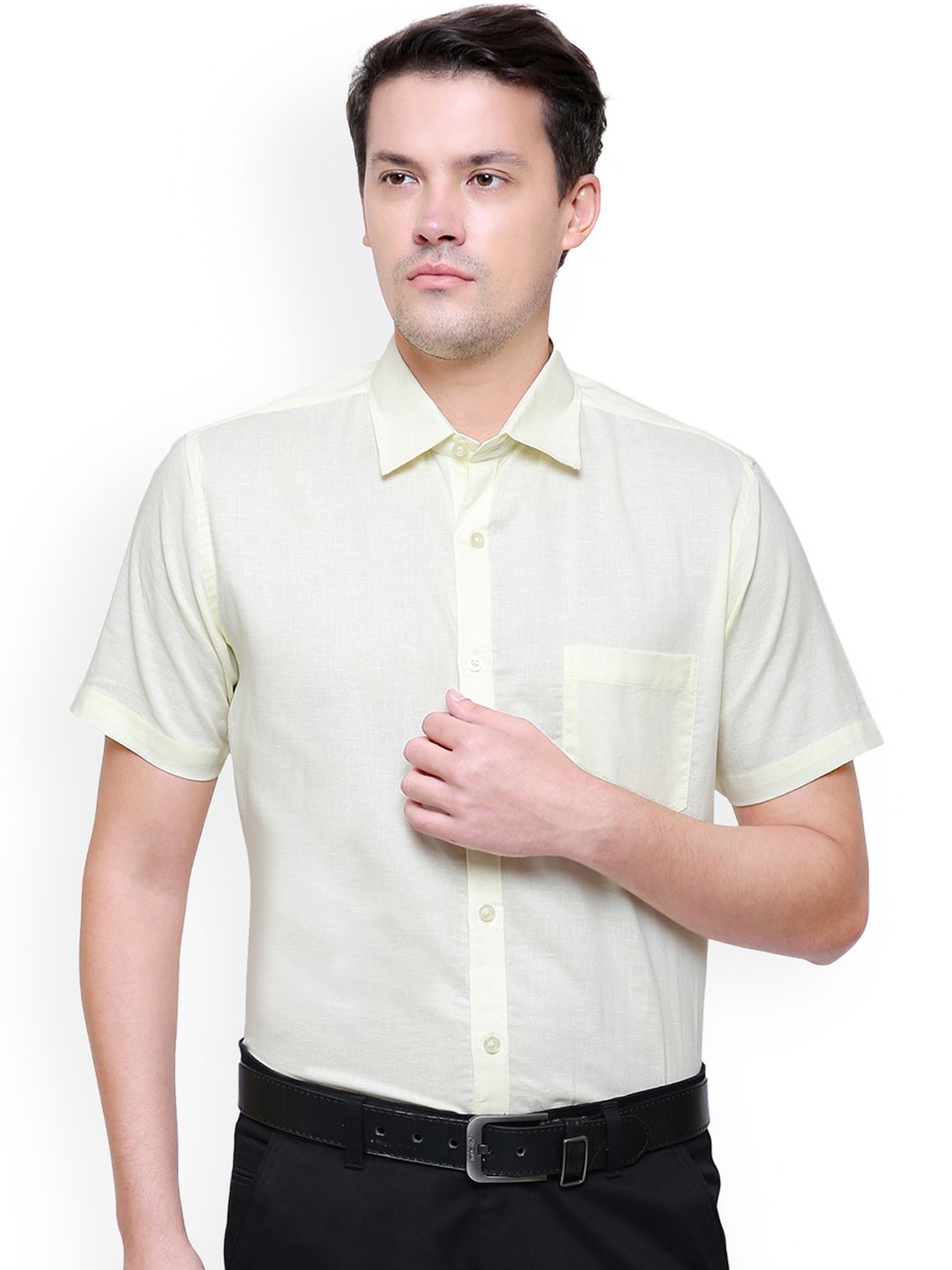 Southbay Men Yellow Smart Slim Fit Solid Formal Shirt-picture-23