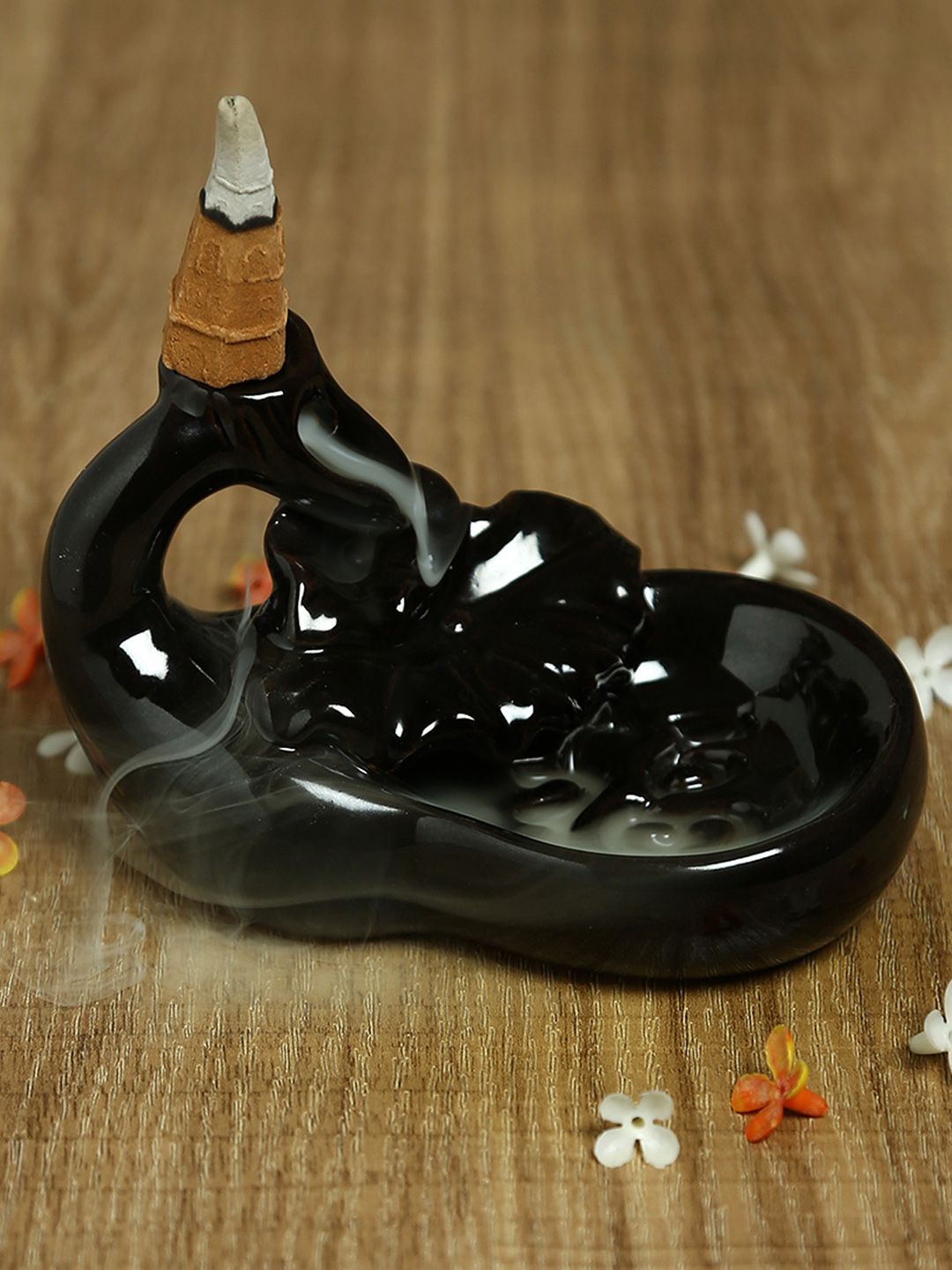Aapno Rajasthan Black Resin Smoke Fountain with Backflow Incense Cone-picture-30
