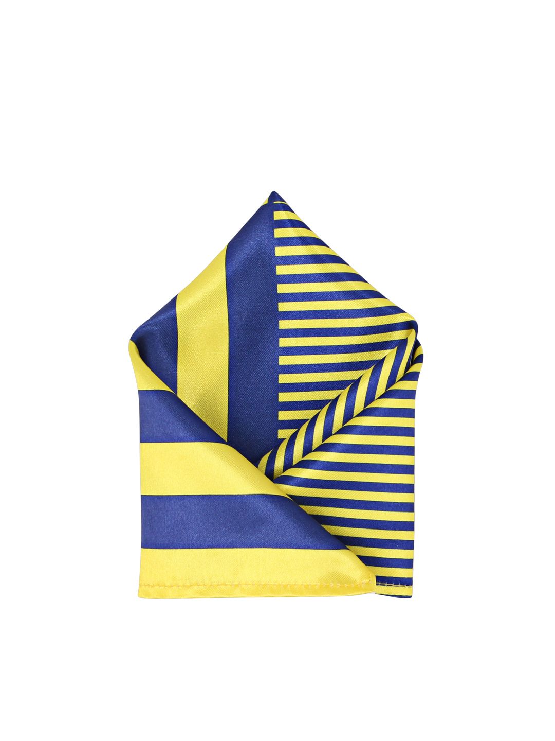 Blacksmith Men Yellow & Blue Striped Pocket Square-picture-12