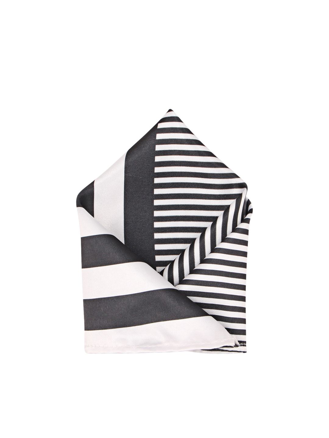 Blacksmith Men Black & Off White Striped Pocket Square-picture-20