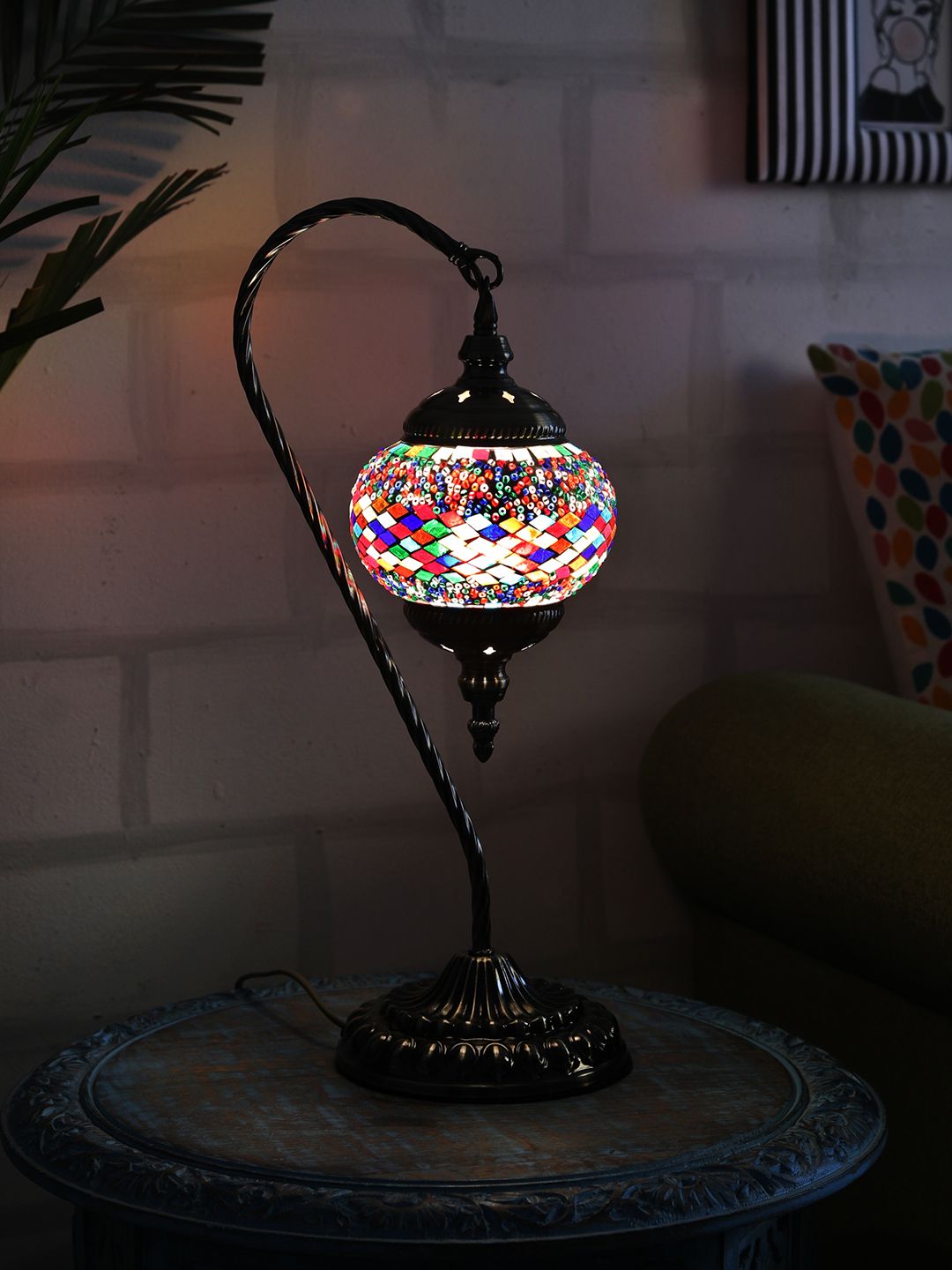 OddCroft Multicoloured Textured Berkin Turkish Table Lamp-image-9