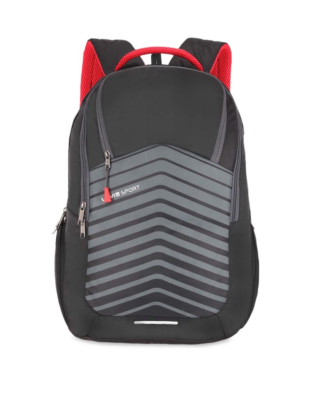 LAVIE SPORT Unisex Black & Grey Graphic Printed Backpack-picture-13