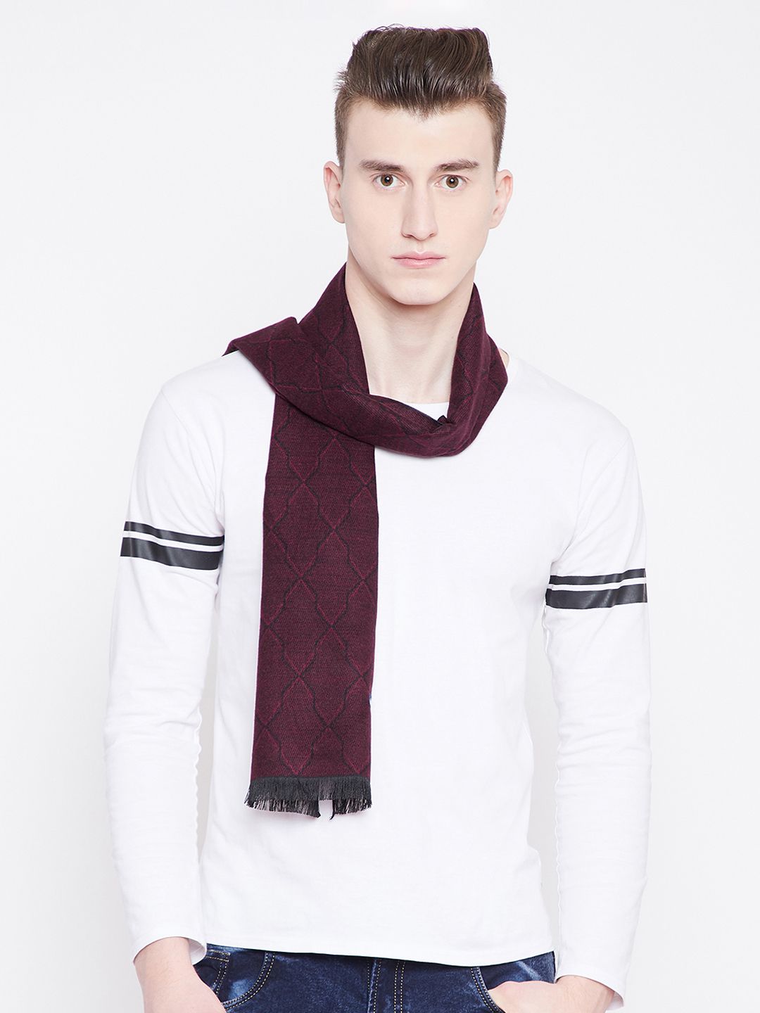 Alvaro Castagnino Men Maroon Printed Muffler-picture-36