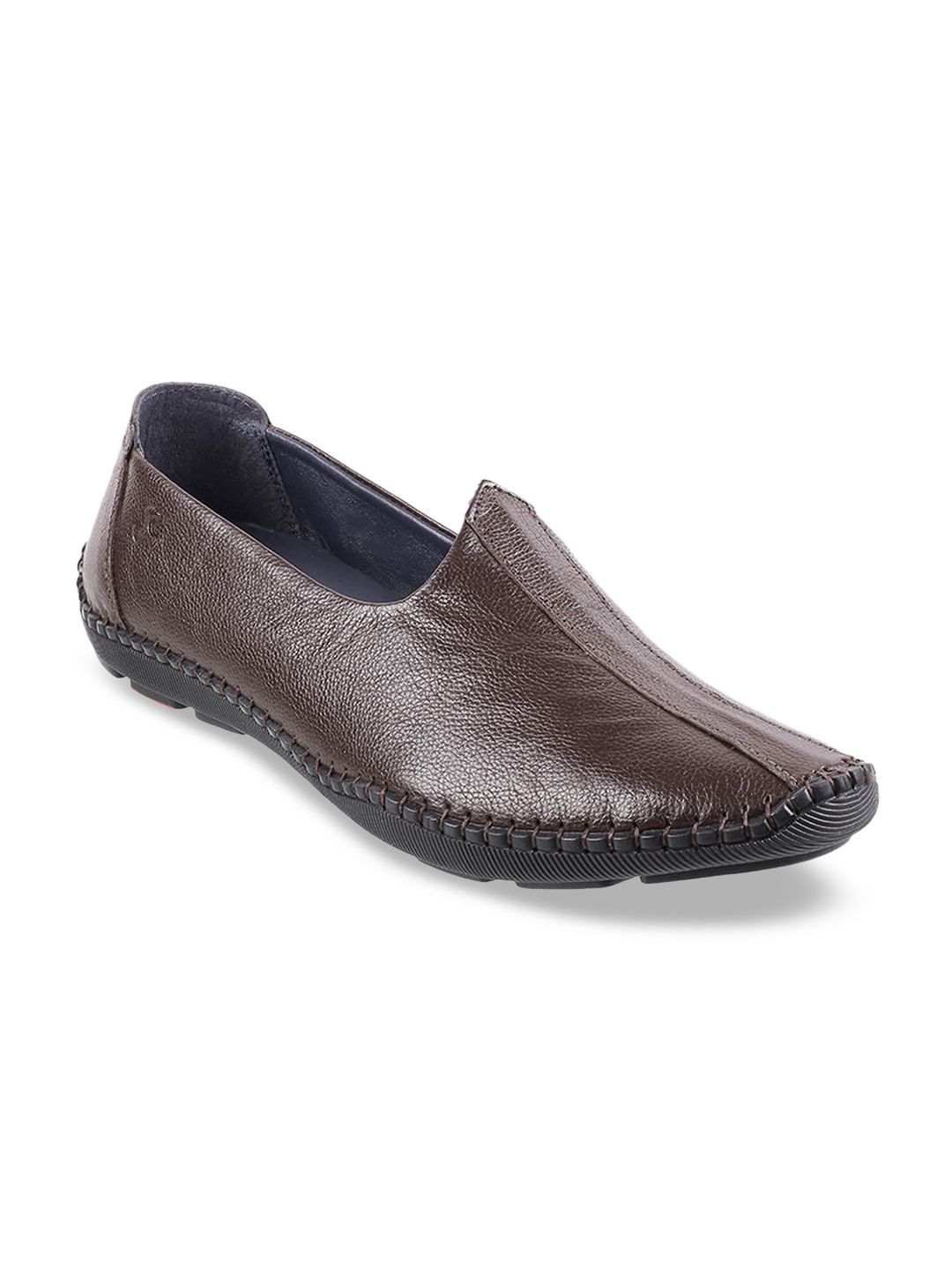 Mochi Men Brown Leather Loafers-picture-10