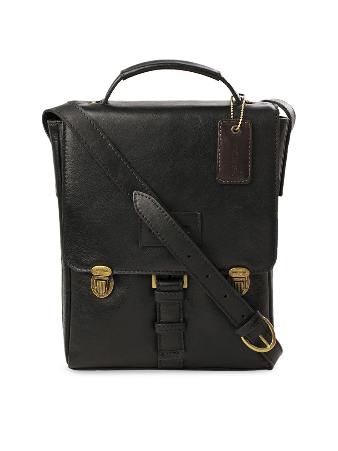 Hidesign Men Black Solid Messenger Leather Bag-picture-34