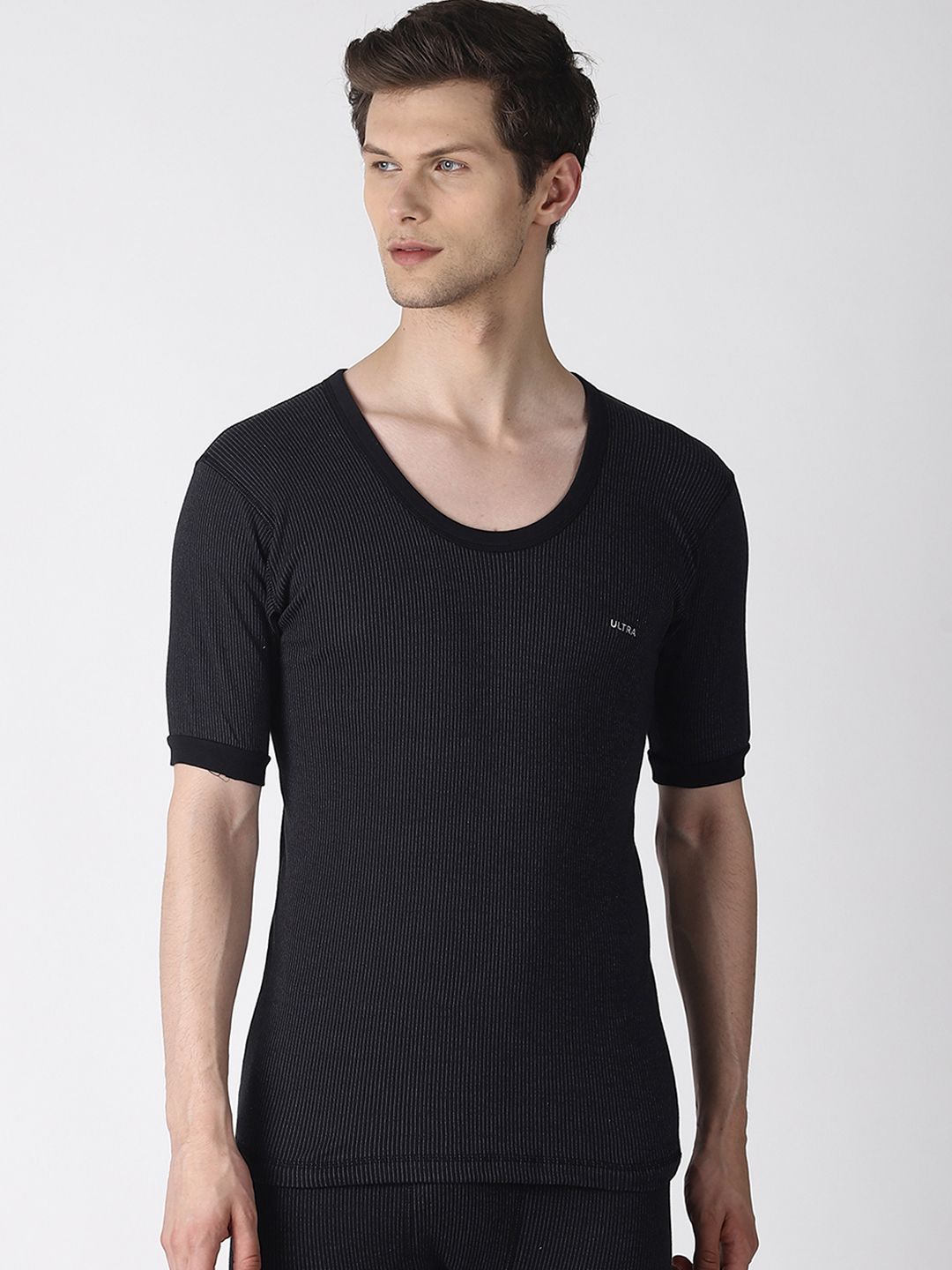 Dollar Ultra Men Black Striped Thermal T-shirt-picture-26
