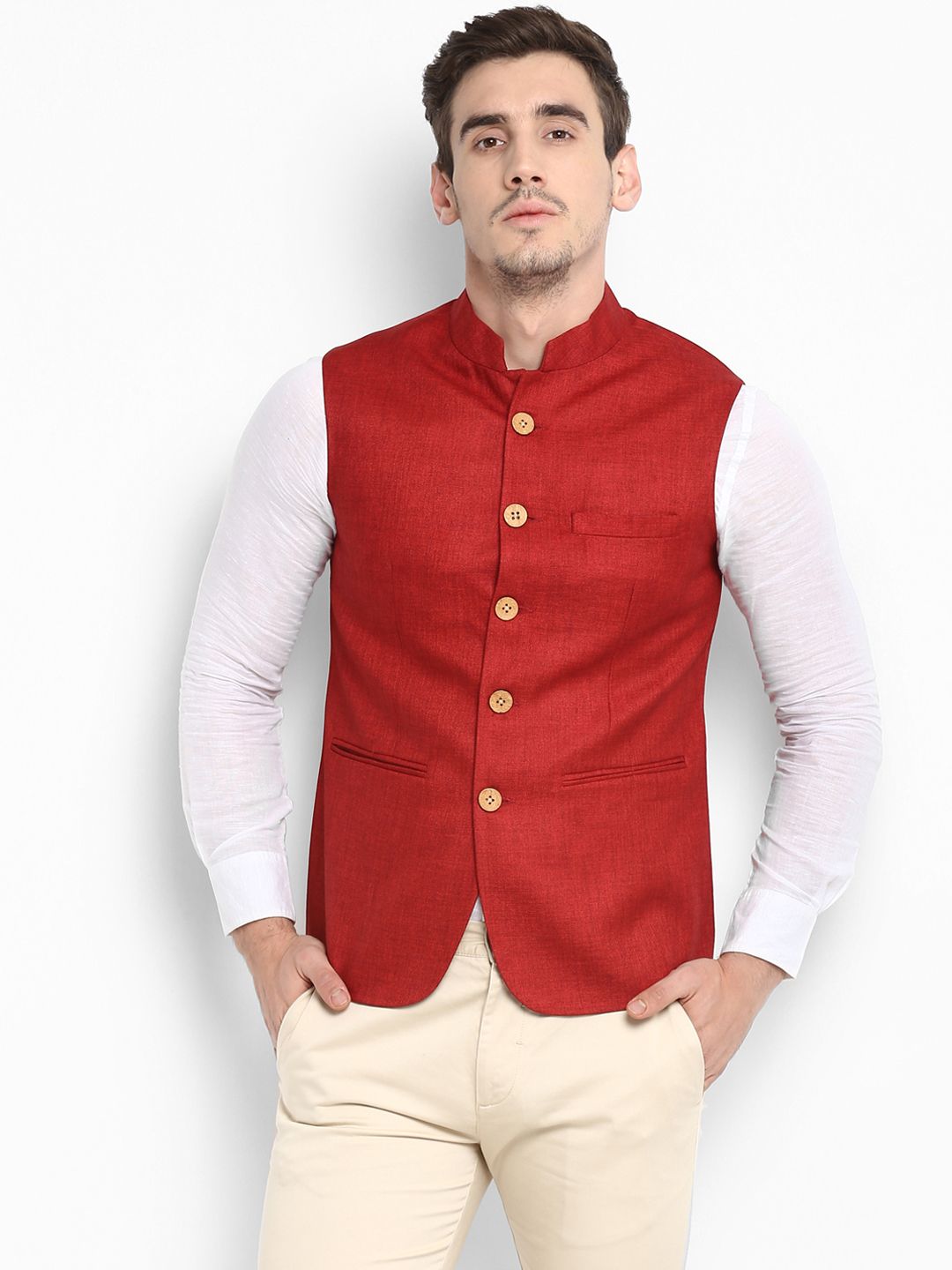 Red Tape Men Maroon Solid Nehru Jacket-picture-31