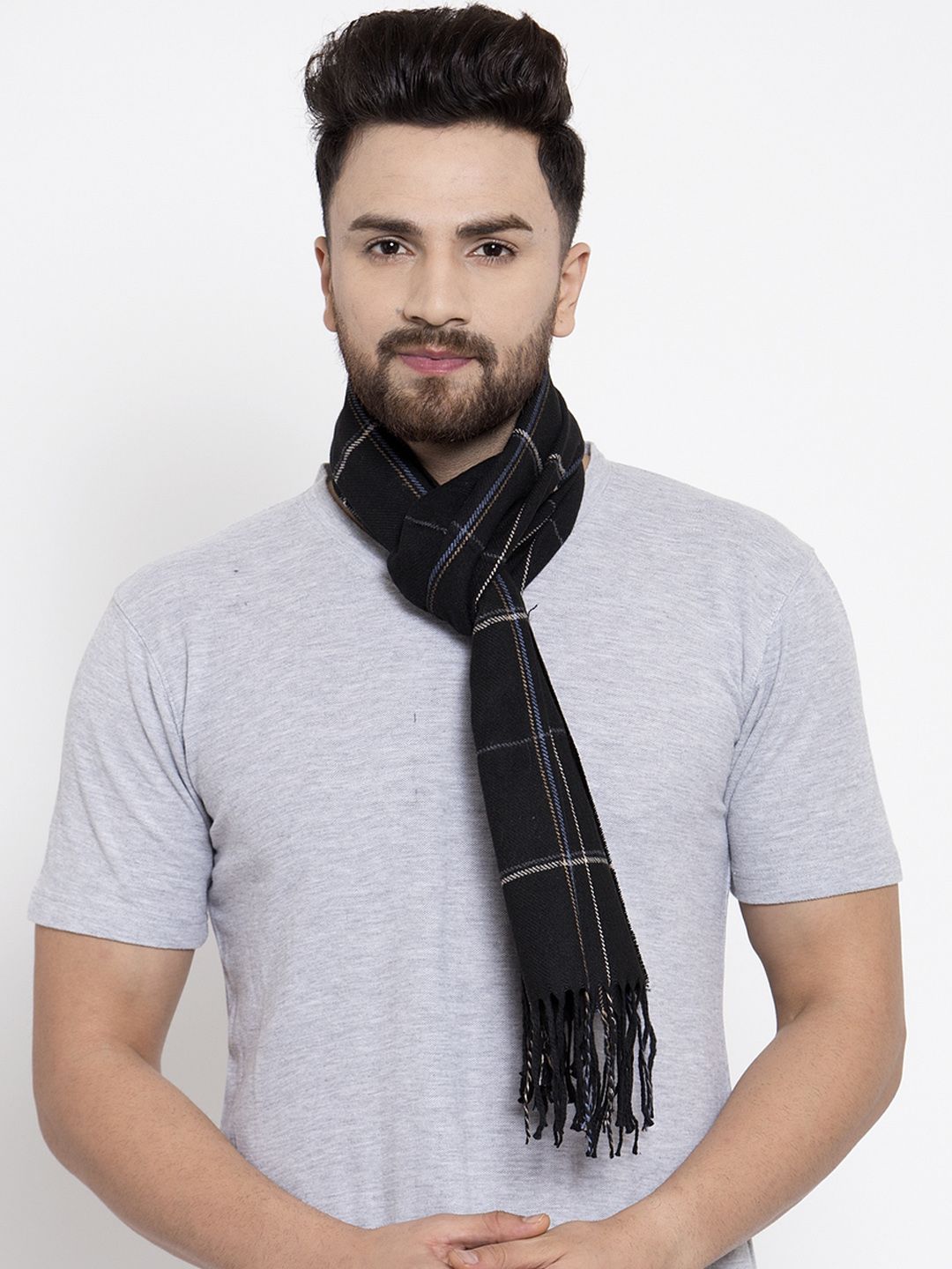 Calvadoss Men Black Checked Muffler-picture-28