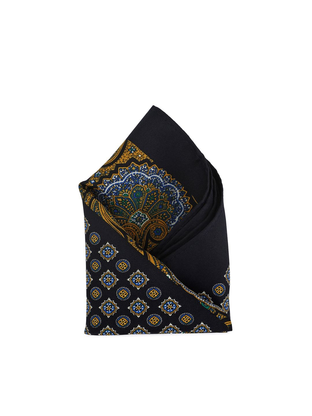 Calvadoss Men Black & Mustard Yellow Printed Pocket Square-picture-23