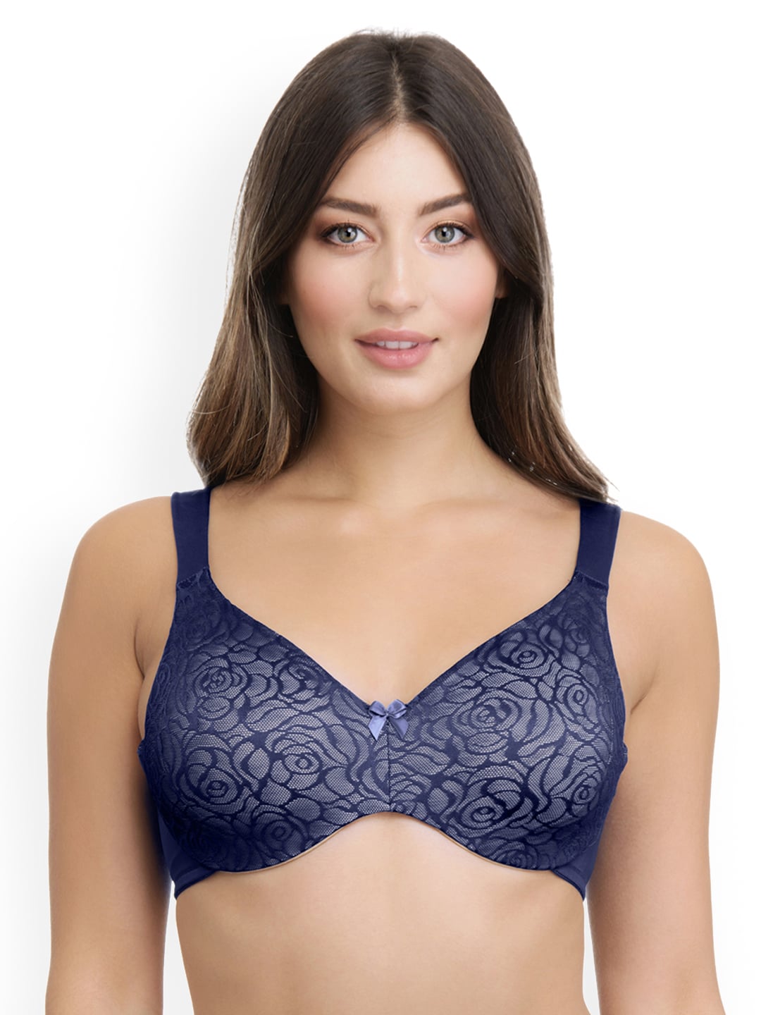 Buy Ultimo Plus Size Navy Blue Lace Underwired Non Padded Perfect