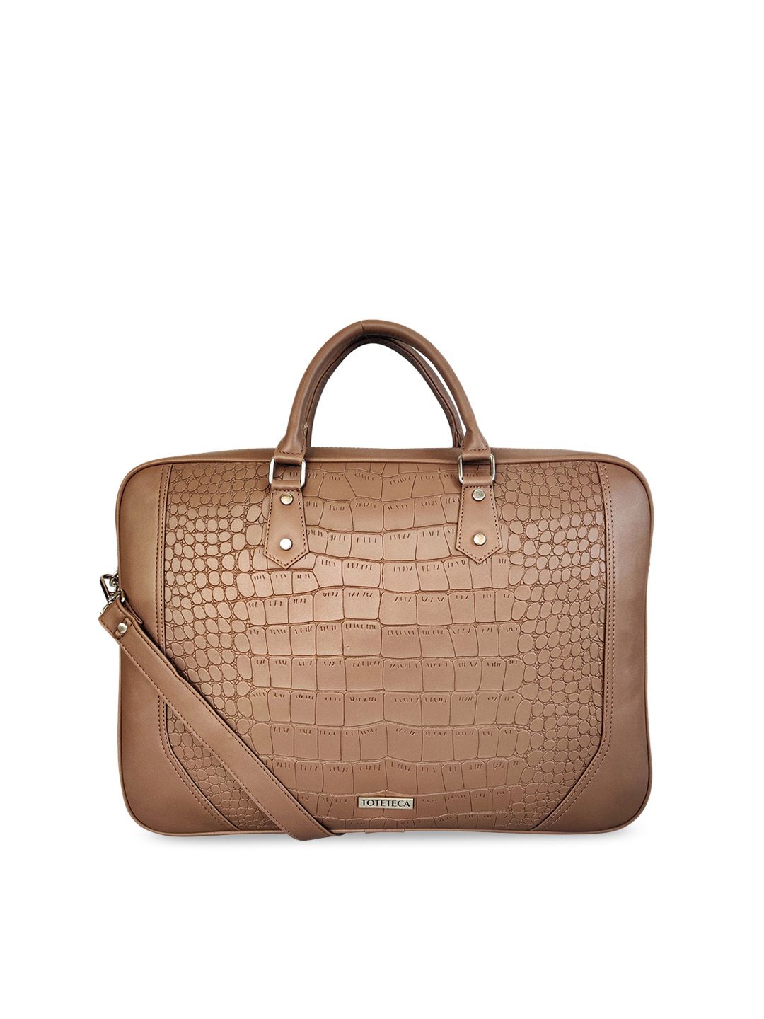 Toteteca Unisex Beige Textured Laptop Bag-picture-18