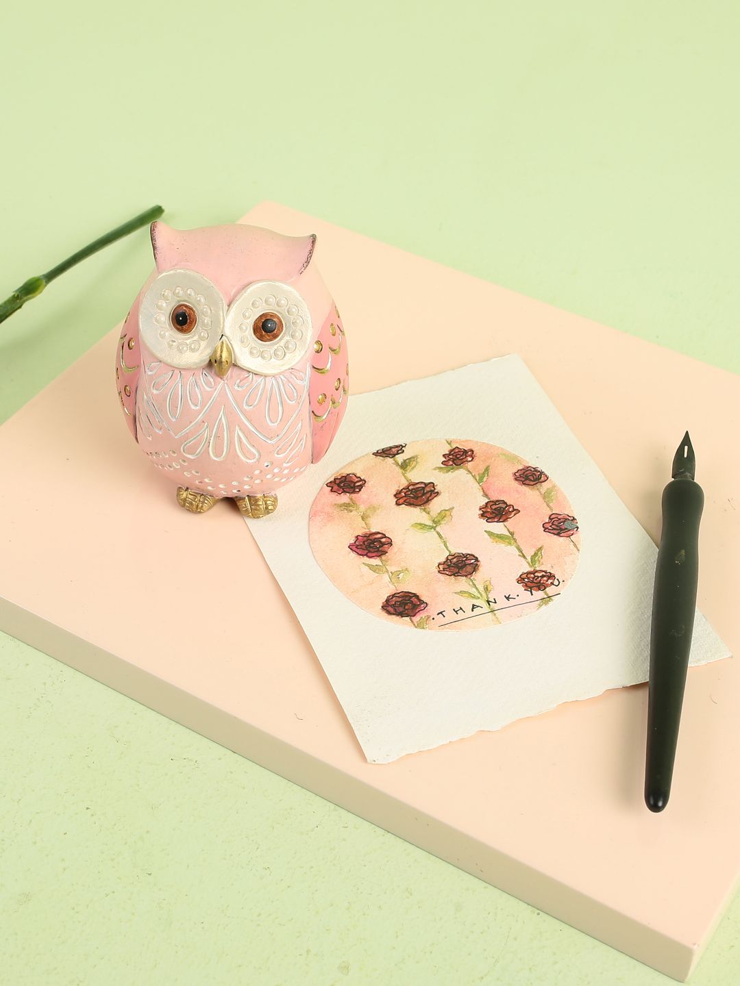 Chumbak Pink Blooming Owl Figurine-picture-10