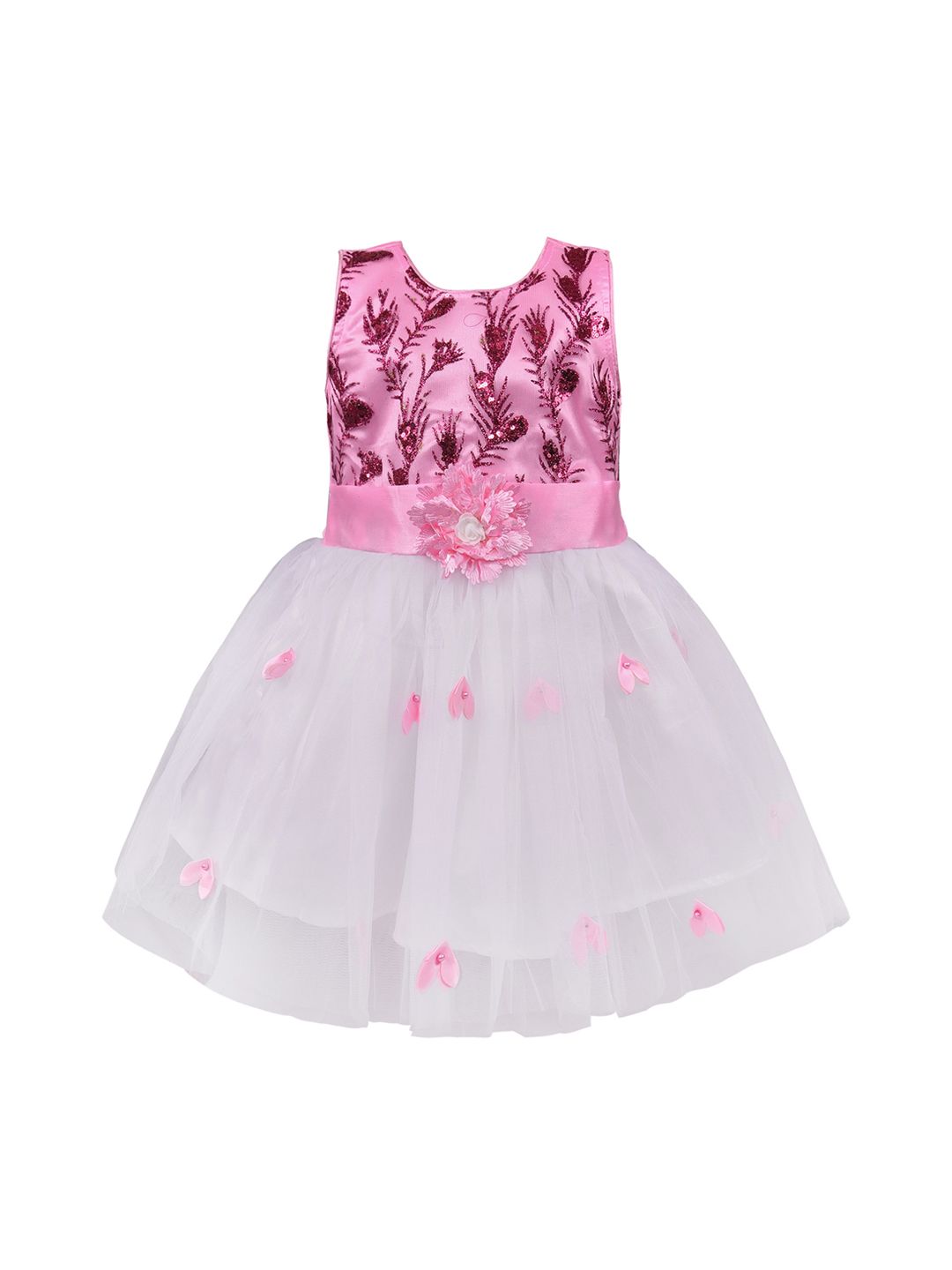 Wish Karo Girls Pink Embellished Fit and Flare Dress-picture-37